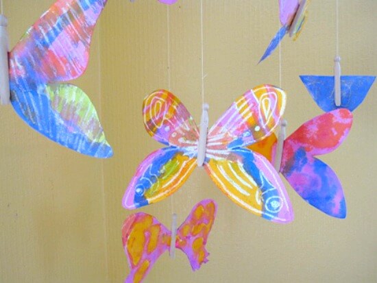 Watercolor Resist Butterflies Mobile