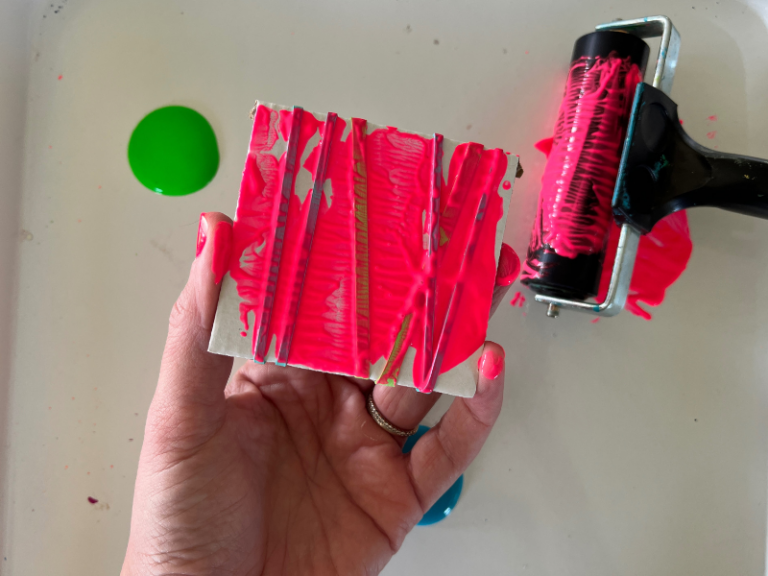 rubber band stamp with paint
