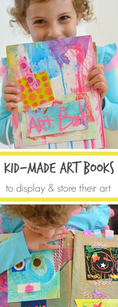 These DIY art books for kids double as an art portfolio you can enjoy over and over again. These books are a wonderful way to store and display kids art. #kidsart #kidscrafts #handmadegift #preschoolers #mothersdaygift #craftsforkids #handmade