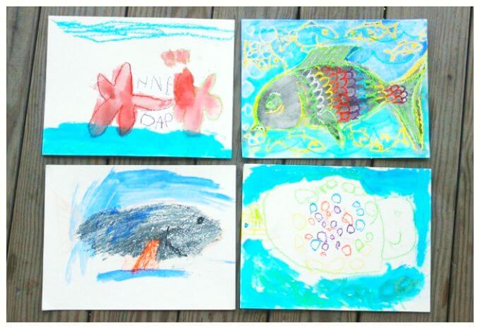 Watercolor Resist Paintings Inspired by Our Beach Trip