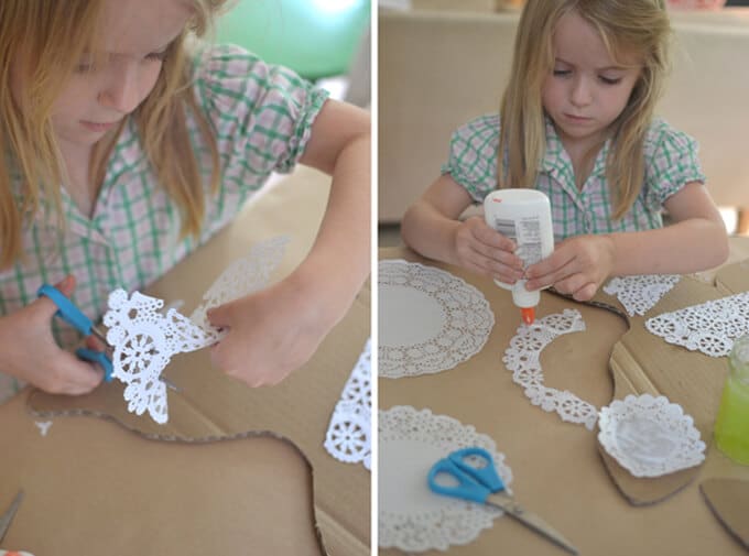 How to Make Fairy Wings - Adding the paper doilies