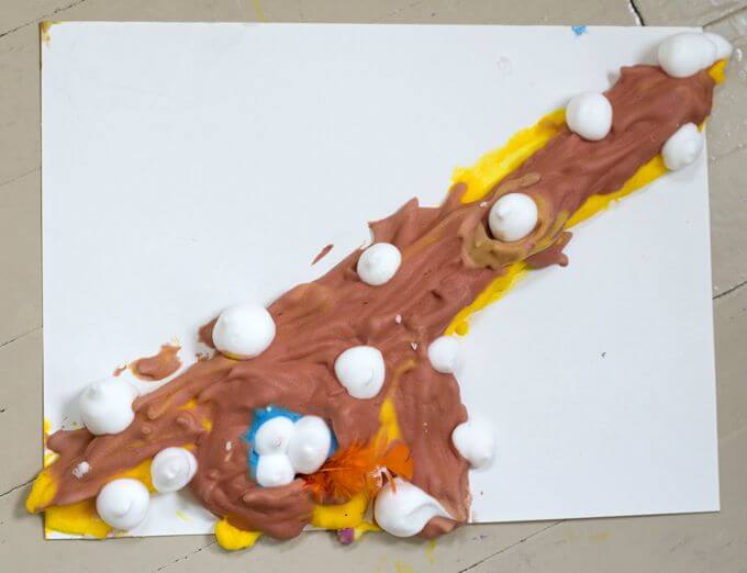 Foam Paint Art - Tree Branch with Nest and Eggs