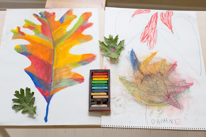 Autumn Leaf Art with Chalk Pastels fall craft ideas