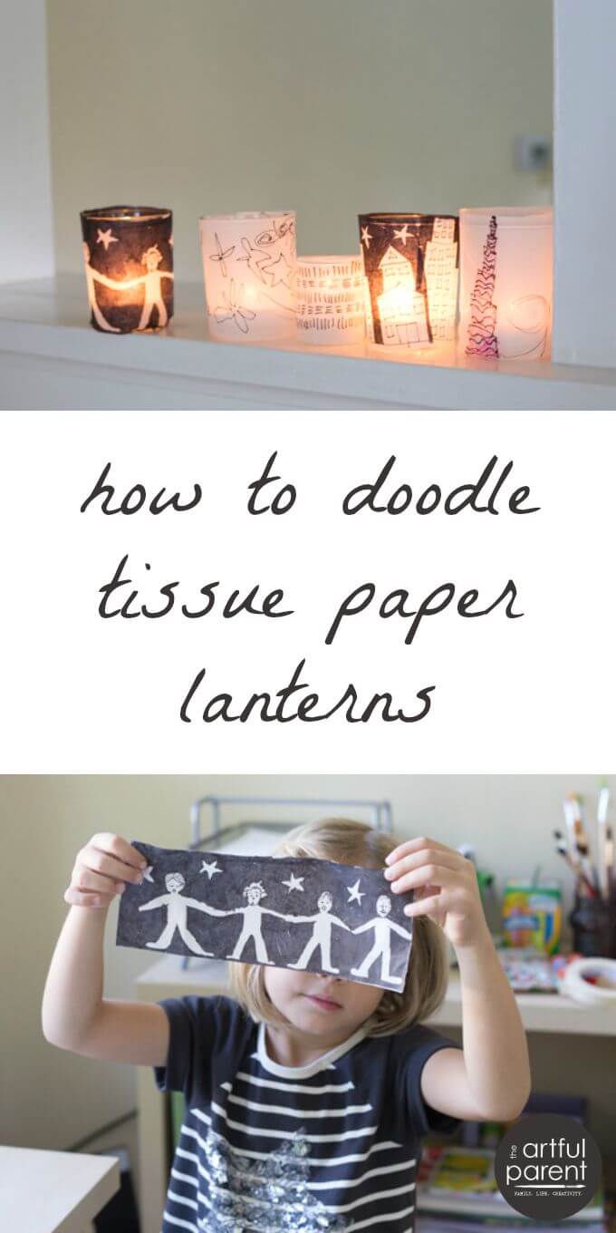 Tissue Paper Lanterns with Doodles