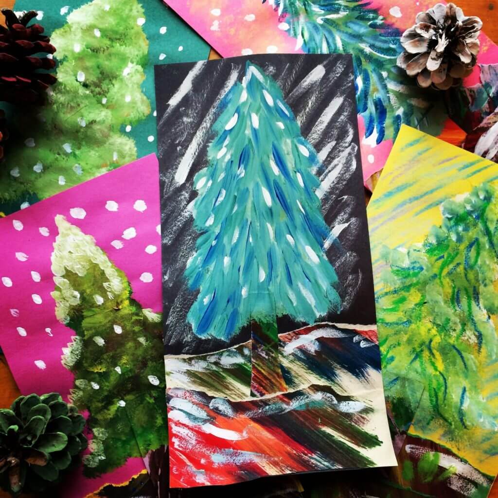 Alpine Trees from Painted Paper Art