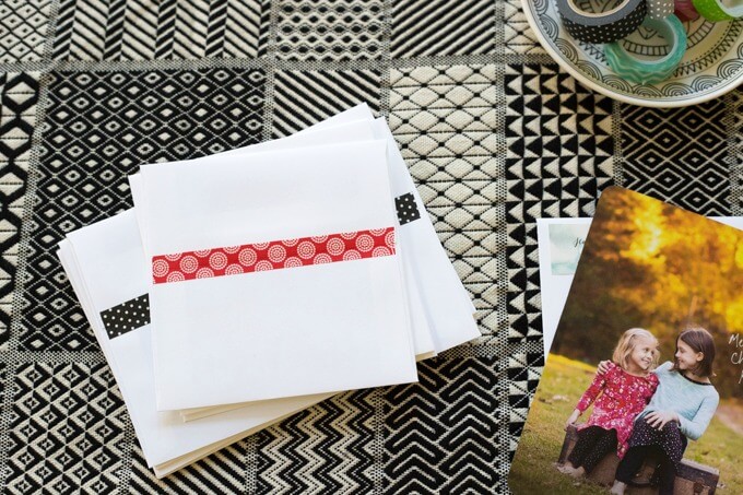 Using Washi Tape to Seal Holiday Cards