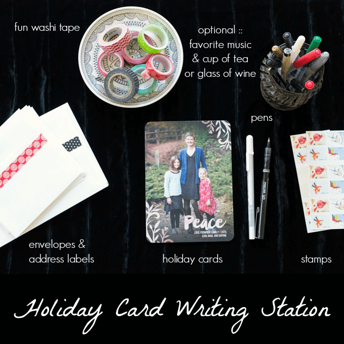 Set up a holiday card writing station