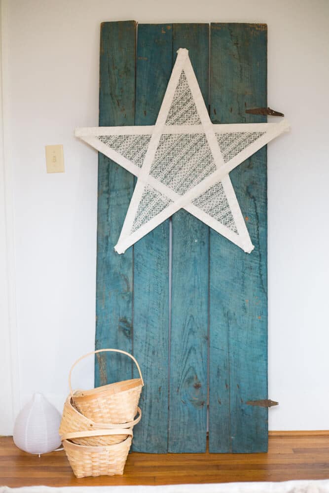 Wooden Star Decorations 5 Ways - Lace Covered Star
