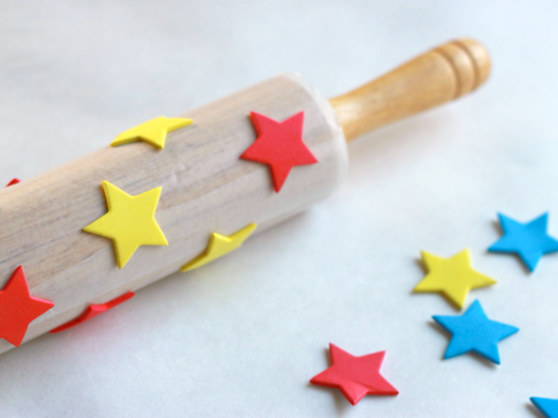 rolling pin with stickers