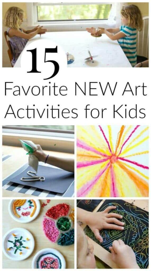 15 favorite kids art activities that stood out for us over the past year of trying many wonderful new kids' art activities. The kids loved these! #kidsart #artsandcrafts #kidspainting #kidsactivities #artforkids