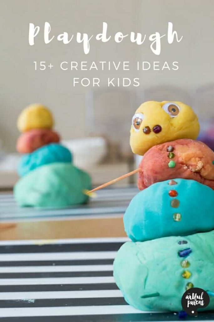 More than 15 creative playdough ideas for kids, including making fantastical creatures, using poke-ins, trying playdough mats, forming letters, and pretend play. #playdough #kidsactivities #sensory #sensoryactivities #play #creativehome #artsandcrafts