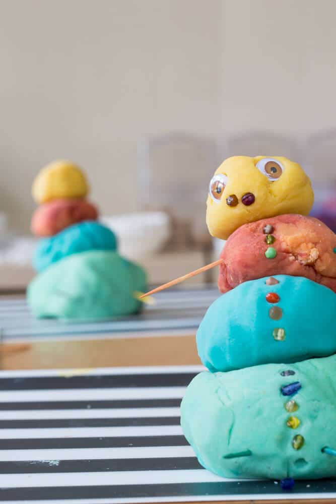 The Most Colorful Playdough Snowmen Ever