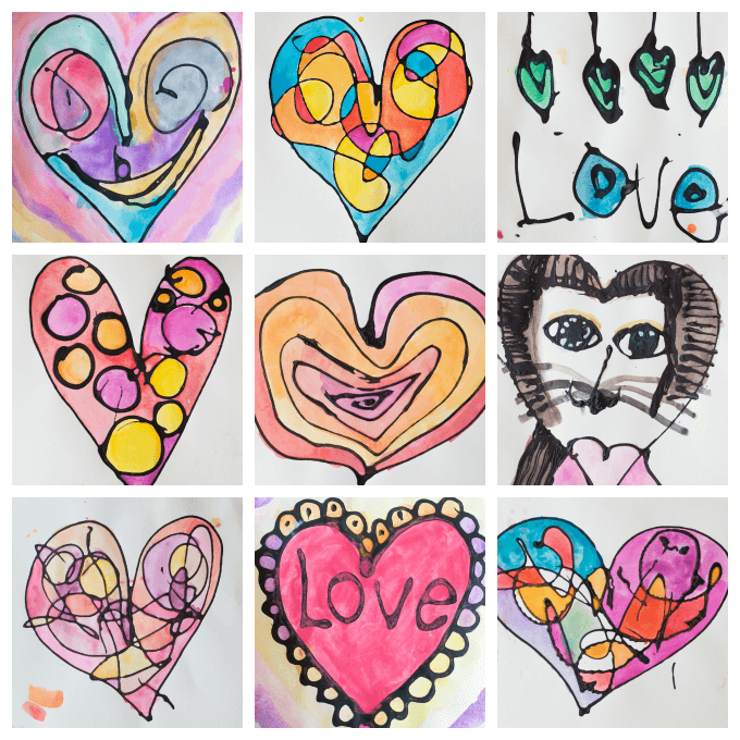 Faux Stained Glass Valentines with Black Glue