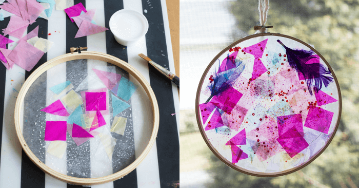 How to Make a Tissue Paper Suncatcher in an Embroidery Hoop Frame