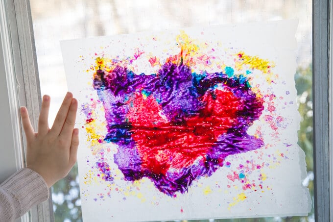 Melted Crayon Stained Glass Heart Art
