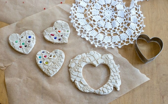 Making Lace Hearts in Clay 