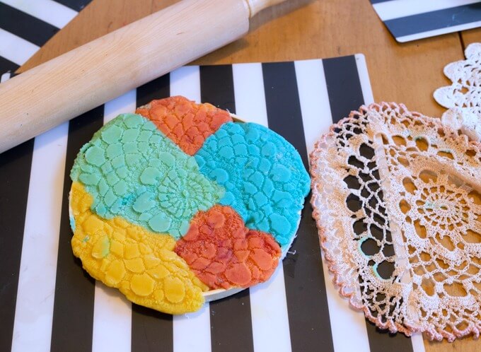 Making Lace Prints in Playdough