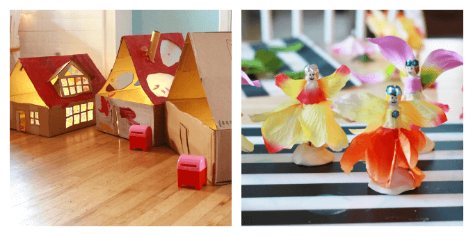 Kids Craft Ideas - Cardboard Dollhouse and Dolls