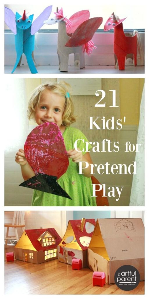Craft ideas for kids that can also be used for pretend play for double the creative fun. First, children enjoy making the craft, then they can play with it.