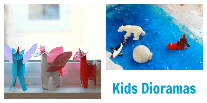 Kids Craft Ideas - TP roll unicorns and kids dioramas