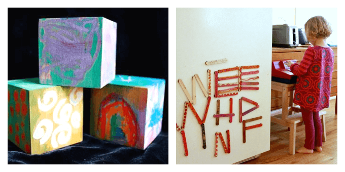 Kids Craft Ideas - Wooden Blocks and Magnet Sticks
