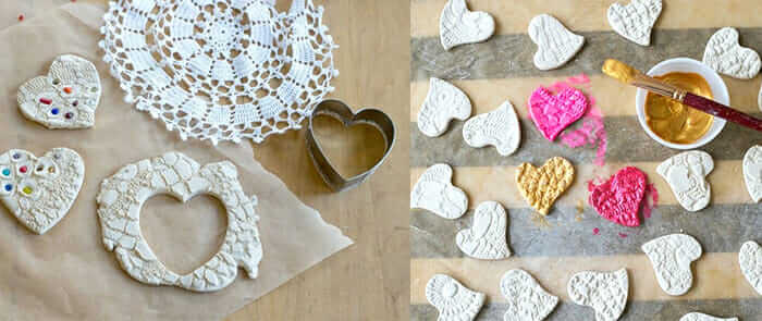 Lace Hearts - Clay Ornaments