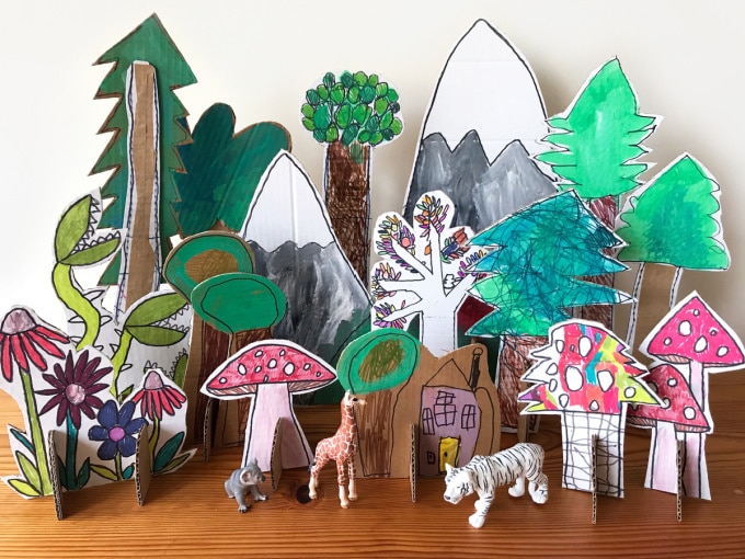 magic forest out of cardboard