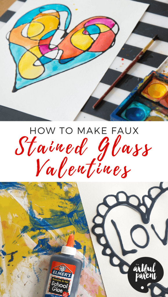 How to Make Faux Stained Glass Valentines with Black Glue