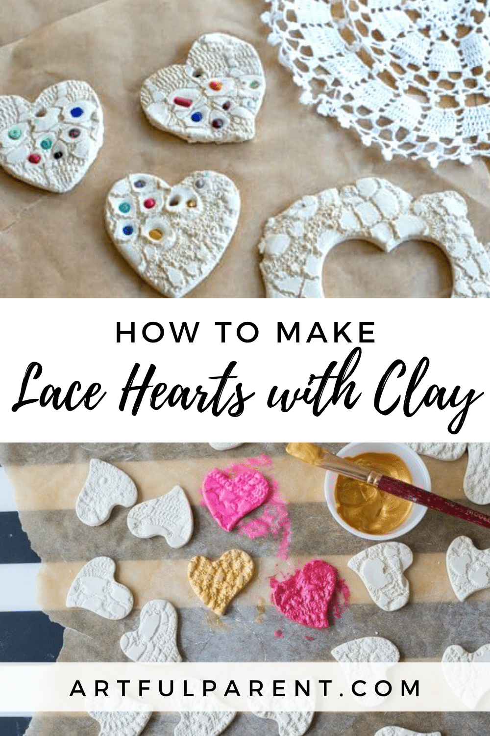 lace clay hearts pinterest