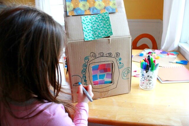Decorating the DIY Cardboard Dollhouse
