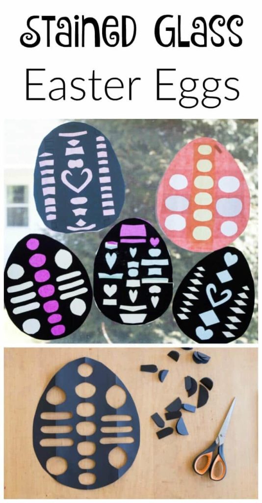 Easter Craft for Kids - Cut Paper Stained Glass Easter Eggs