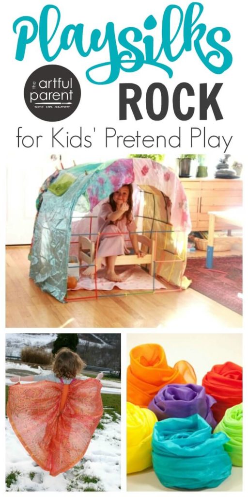 Playsilks Rock for Kids Pretend Play - why and how to use them, where to buy them, and how to make your own