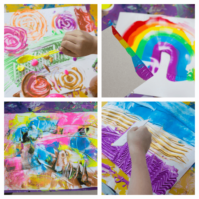 Rainbows and Scraper Art for Kids