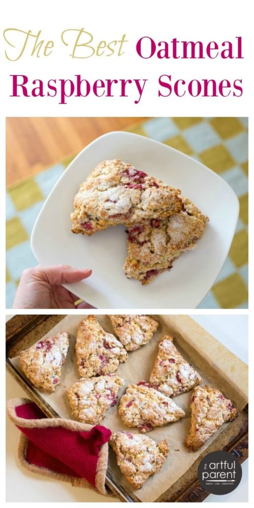These raspberry oatmeal scones are healthy and delicious, bursting with raspberries! This is my favorite go-to scone recipe. #raspberry #scone #baking #breakfastrecipes #breakfast #recipe
