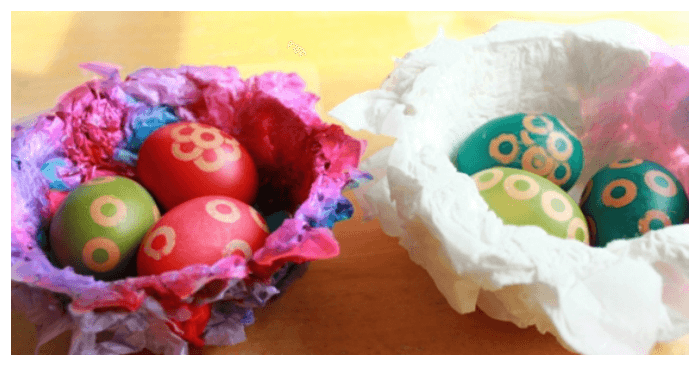 Tissue Paper Nests Easter Craft