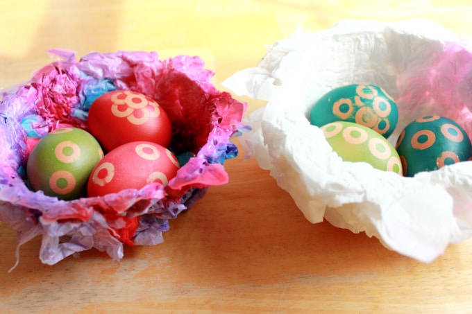 tissue paper nests easter craft ideas