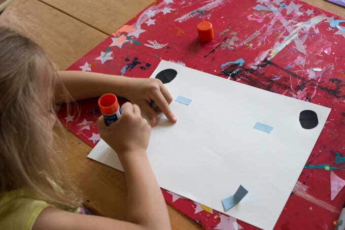 Paper Collage Ideas for Kids - Gluing shapes on