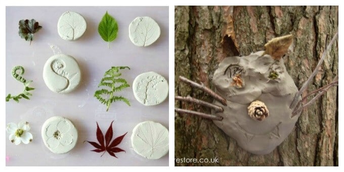 Nature Art for Kids - Clay Nature Prints and Clay Faces