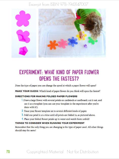 The Paper Flower Experiment from The Curious Kids Science Book
