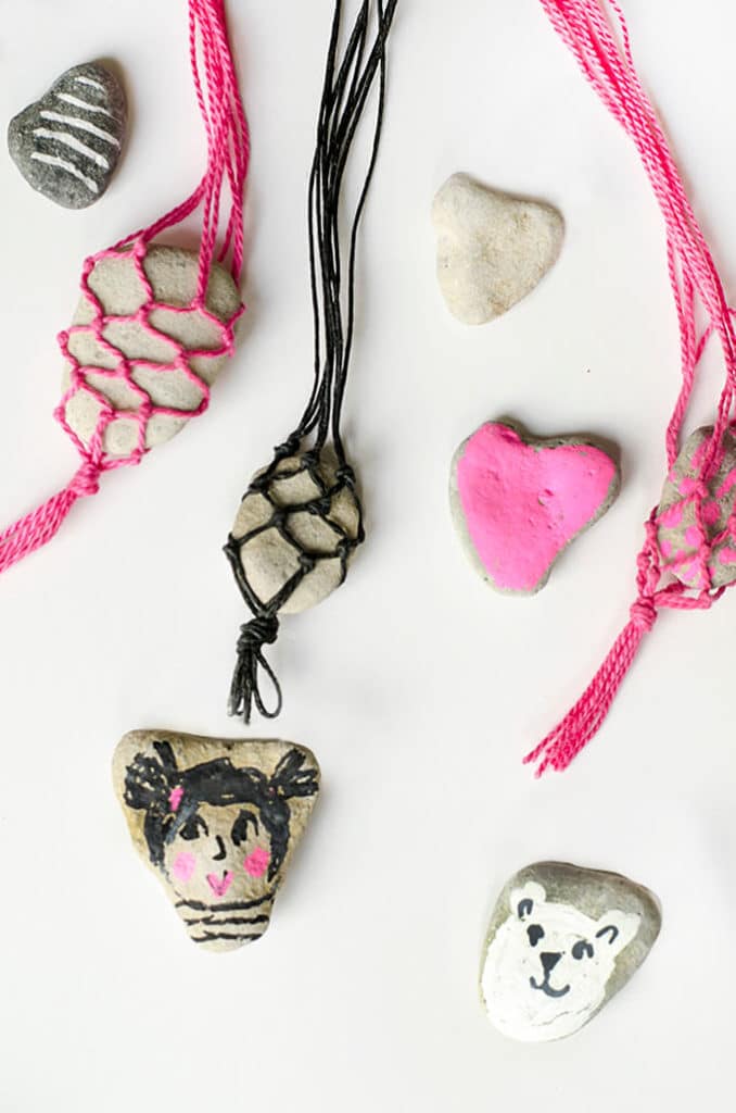 Macrame Rock Necklace - A Summer Craft for Kids