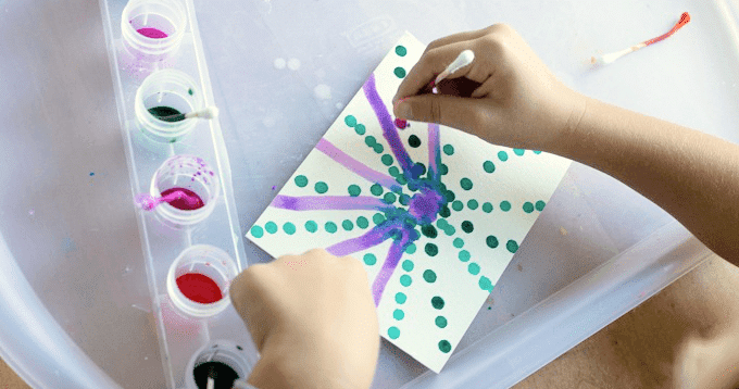 Pointillism-Art-for-Kids-Using-Q-tips-and-Watercolor-Paint