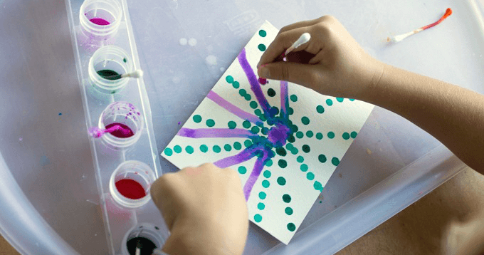 Pointillism Art for Kids - with Q-tips and Watercolor Paint