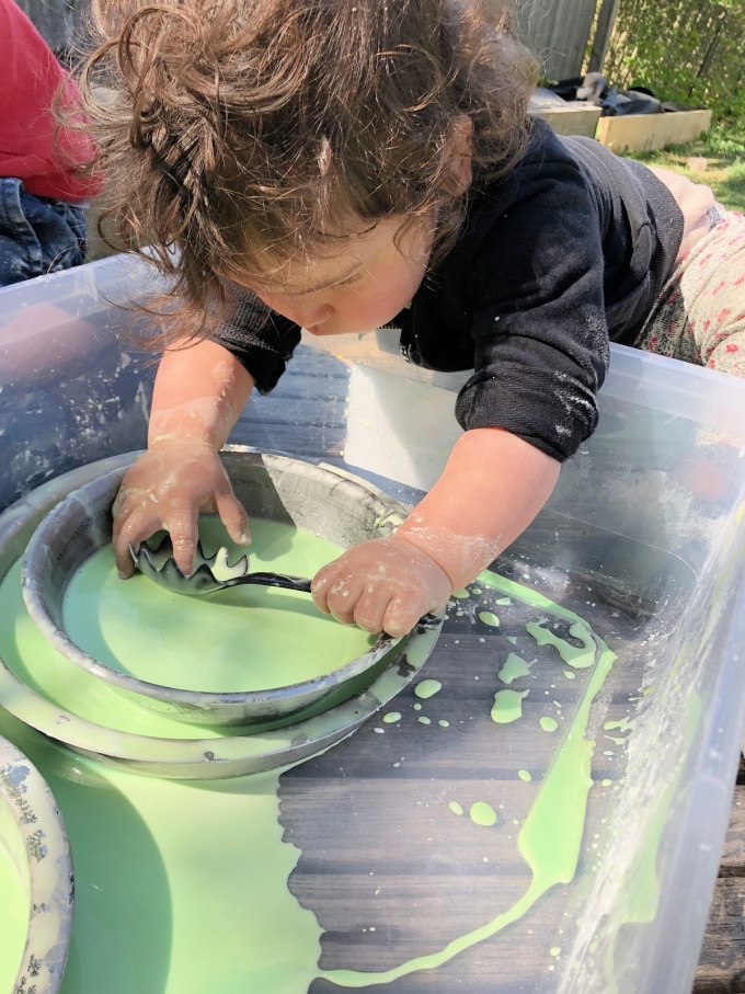 sensory play with goop