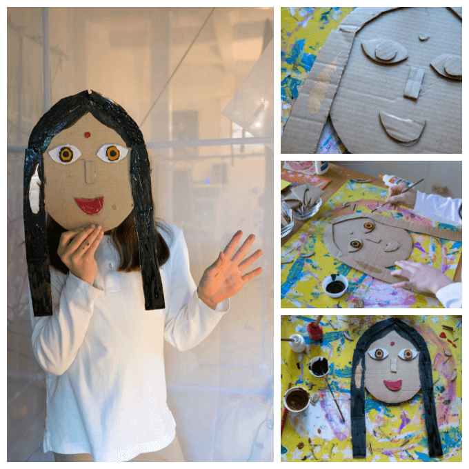 Cardboard portraits got even more 3-D with egg carton eyes and exposed cardboard ridges, etc.