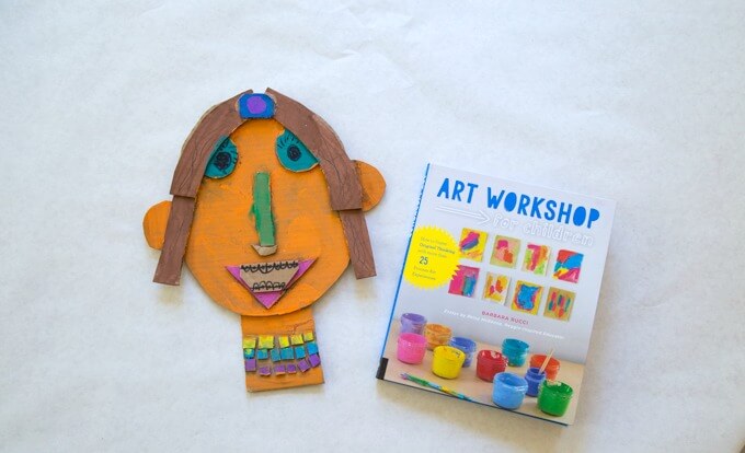 Cardboard portraits and many process art activities found in the book Art Workshop for Children.