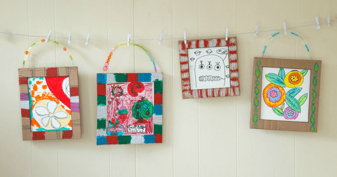 Handmade Gift Idea - DIY Cardboard Frame for Hanging Kids Art