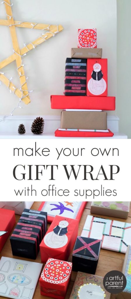 Make Your Own Gift Wrap for Kids with Office Supplies