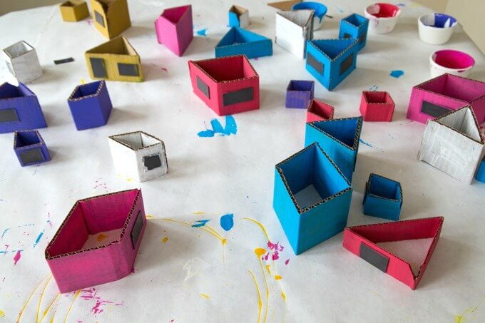 Painted Cardboard Shapes for Magnetic Building Set