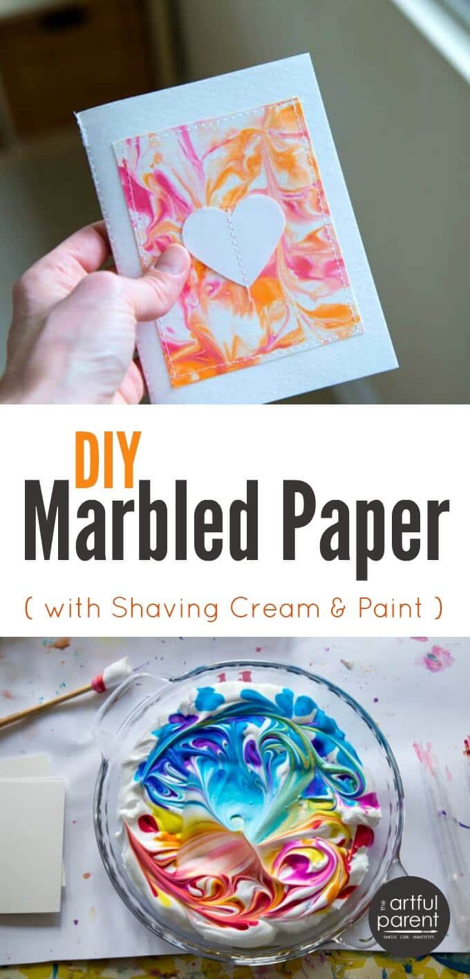 DIY Marbled Paper with Shaving Cream and Watercolors