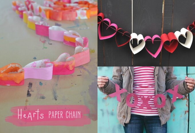 Hearts Paper Chain and Garlands for Valentines Day